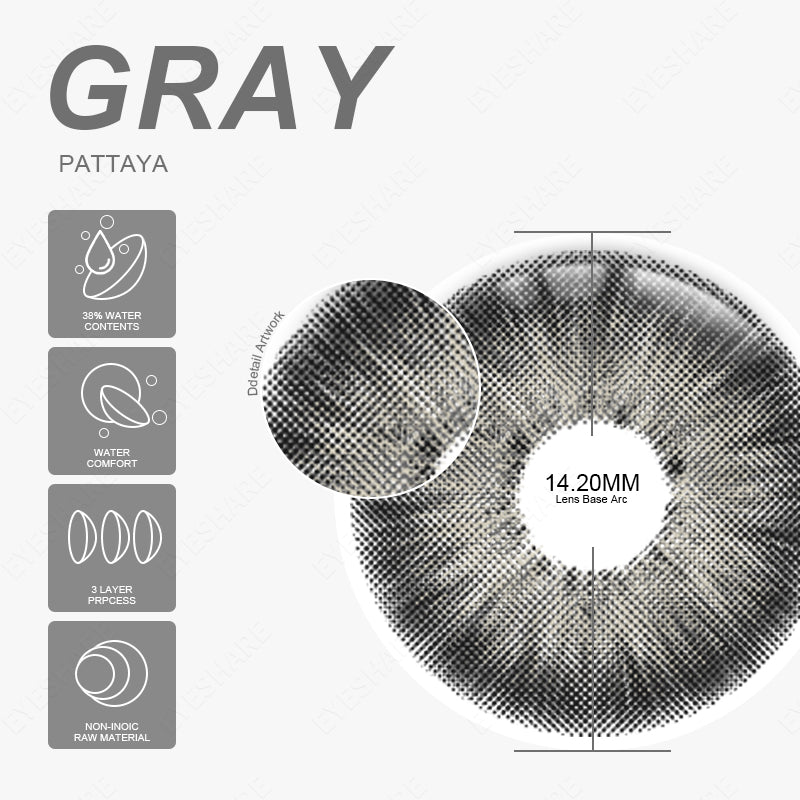 Pattaya Gray 14.2mm 1 Pair | 1 Year