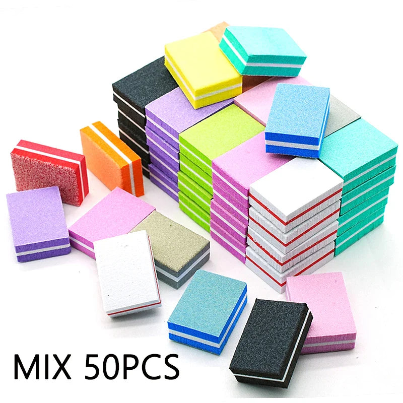 50Pc Professional Mini Nail Art buffer 100/180 Sandpaper Manicure Care File Sanding Polishing Nails File Grinding Equipment Tool