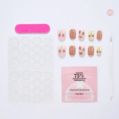 Artificial Nail French Cat Eyes Red Nails Set Long/Short Press on Nails Handmade Acrylic Reusable Fake Nails with Glue Stick-on