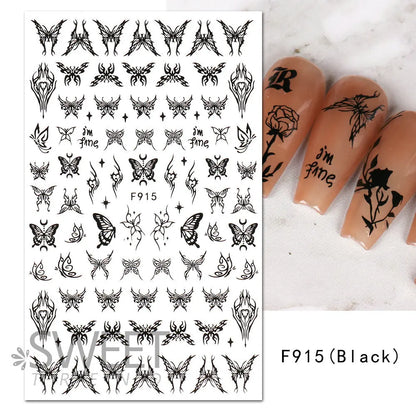 Aichashi 1PCS 3D Black and White Nail Art Stickers Nail Art Decoration Star Moon Butterfly Nail Decal Color Snake Sticker Manicure