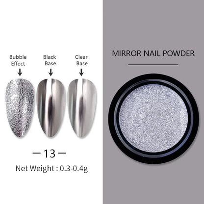 Aichashi Nail Glitter Powder Shiny Aurora Laser Metallic Rubbing Dust Chrome Powder Gold Silver Pigment DIY Decoration Nails Accessories