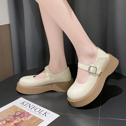 aichashi  -  Sweet Mary Janes Women Buckle Strap Wedges Mid Heels Round Toe Oxford Shoes for Women Lolita Pumps Plus Size Zapatos De Mujer