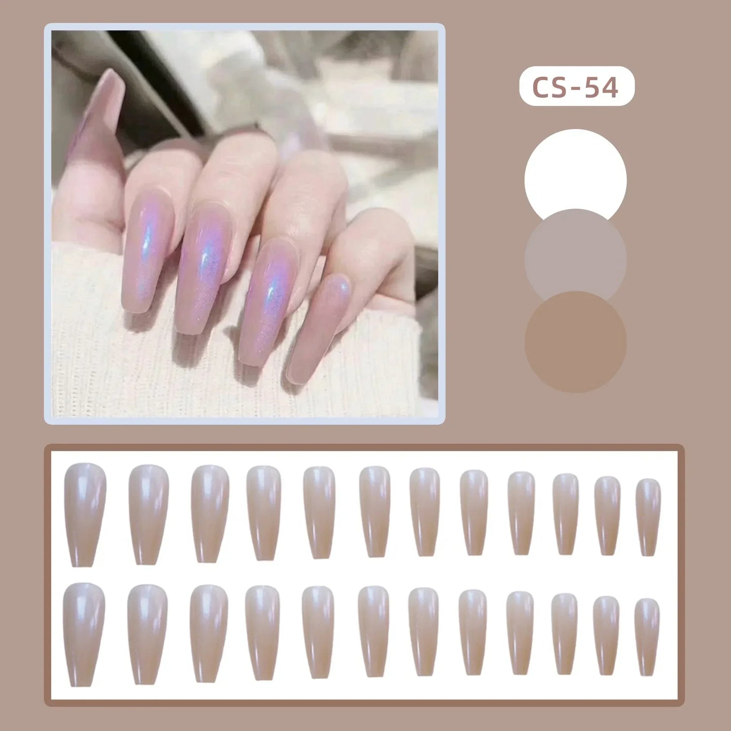 24PC/Box Fashion False Nails Artificial Milky White Pink Gradients Long Ballet Nail Tips Full Cover Acrylic Fake Nails With Glue