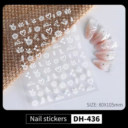 Aichashi 3D Laser Sakura Flower Nail Sticker Aurora Decals Glitter Star Butterfly Floral Adhesive Sliders Cherry Blooming Manicure