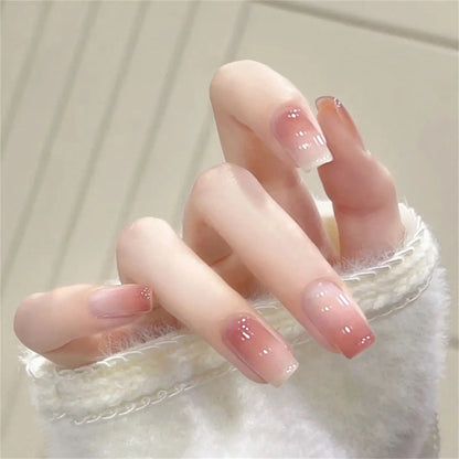 24pcs Nude Pink Blush False Nails Short Simple Korean Fake Nails for Girls Lady Wearable Full Cover Press On Nails