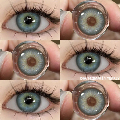 Colored Contact Lenses 1pair Natural Eye Lens Blue Eye Lenses Brown Lenses Gray Pupils Yearly Cosmetic Green Contacts