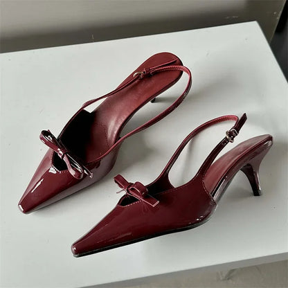 aichashi  -  Luxury Design Pointed Toe Pumps Sandals Woman Elegant Slingbacks Buckle Strap Thin Heels Female Wedding Party Mules Shoes