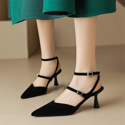 Aichashi New Sheep Suede Summer Sandals Pointed Toe Sandals Shoes for Women Handmade Women Sandals Zapatos De Mujer Gladiator Shoes