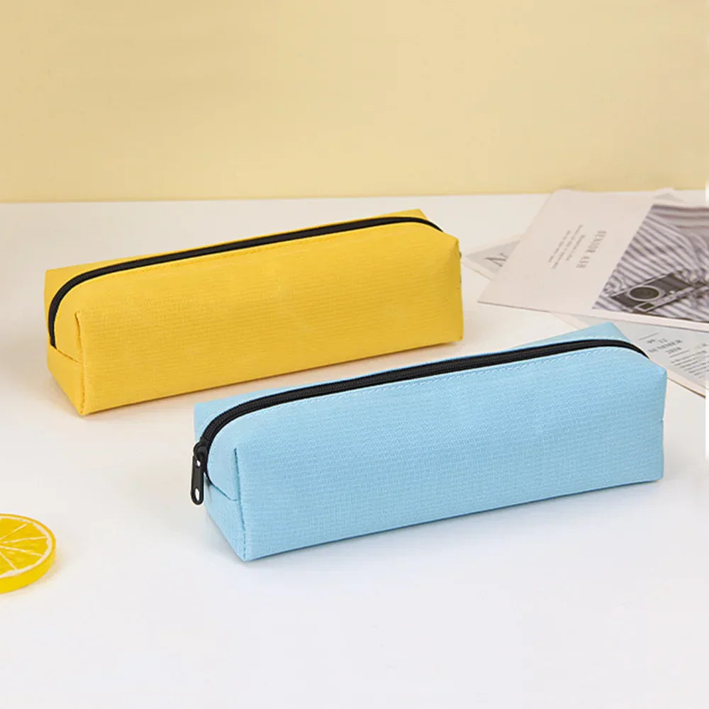 Aichashi BACK TO SCHOOL Solid Color Pencil Case Simple Pencil Bags For Student New Stationery School Supplies Kids Gift Zipper Big Cosmetic Bag