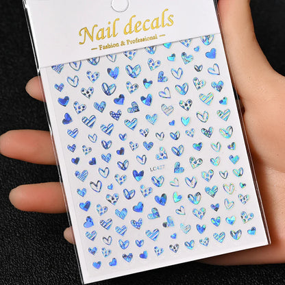 3D Gold Sun/Moon/Star Bronzing Nail Art Sticker 8*10cm Laser Star Moon Design Nail Decal Gold Silver Self-Adhesive Slider