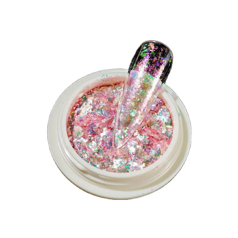 0.2g/jar Aurora Chrome Unicorn Nail Pigment Rainbow Mirror mermaid Nail Art Powder With 1-Sponge-Stick Unicorn Mirror Powder F-t