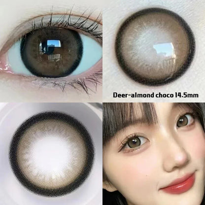 Aichashi 2PCS Brown Lenses Natural Contact Lenses for Eyes Super Beauty Eye Color Lenses Myopia Lenses With Diopters Prescription