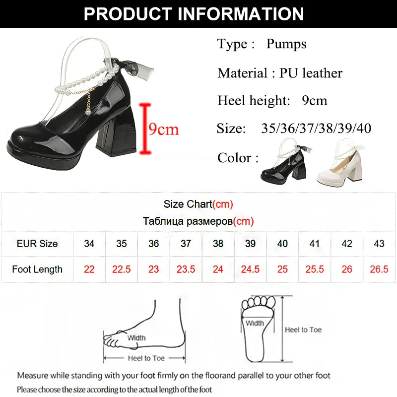 aichashi  -  Fashion Pearl Ankle Strap Pumps for Women Elegant Silk Bow High Heels Mary Janes Woman String Bead Platform Party Shoes Ladies