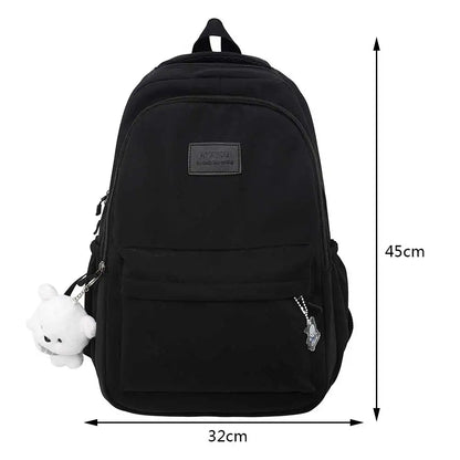 Aichashi Fashion Japanese Nylon Bookbags with Plush Pendant Summer New Student Kawaii Backpack Large Capacity Woman College Rucksack