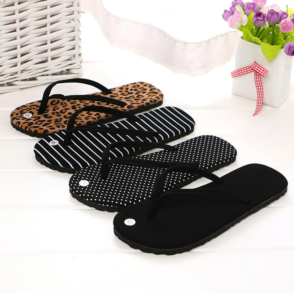 Aichashi Fashion Summer Rubber Sandals Flip Flops Women Men Leopard Slippers Ladies Shoes Indoor Outdoor Flip-Flops Beach Flat Slides