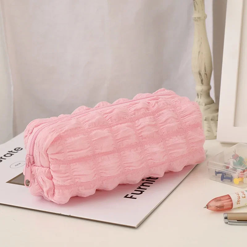 Aichashi Big Capacity Soft Pencil Case Simple Pure Color Pen Bag Kawaii Cloud Bubble Pouch for Girls School Supplies Stationery