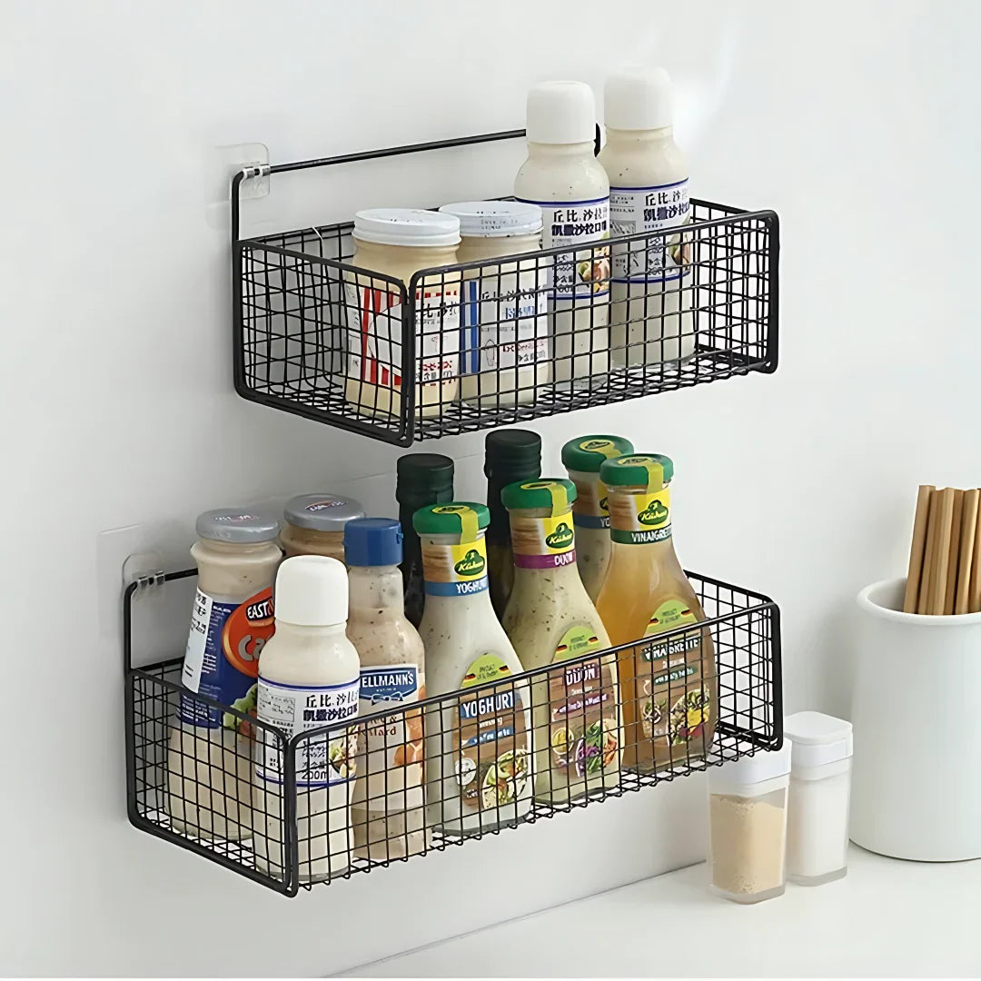 Aichashi Bathroom Storage Multifunctional Toiletries Metal Storage Non-perforated Storage Rack Bathroom Accessories Kitchen Storage