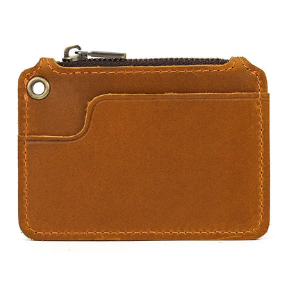 Aichashi Crazy Horse Leather Men Zipper Coin Purse Card Holder Short Wallet Women Man Mini Clutch Wallets Money Cash Short Purse