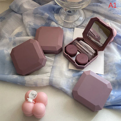 Aichashi 1PC Portable Contact Lenses Box Easy Carry Mirror Lenses Box Container with Tweezer Suction Stick Set Solid Travel Kit Holder