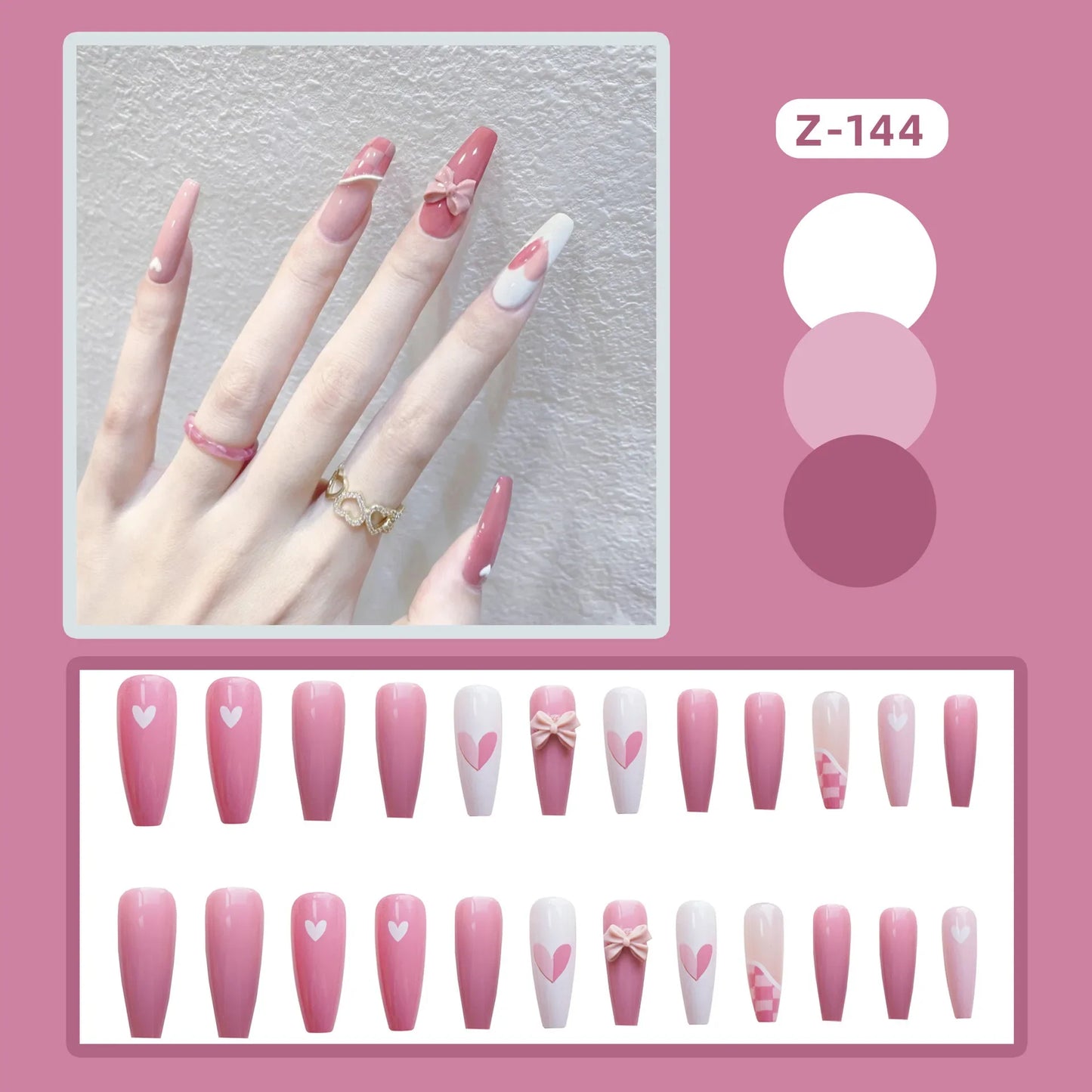 Aichashi Nail Art Fake Nails Long Island Iced Tea Wearing Jiashan Camellia Flower 3D Light Change Love Girl Blush Wearing Press on Nails