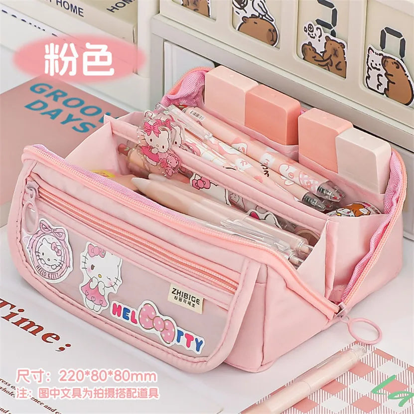 Aichashi BACK TO SCHOOL Large Capacity Pencil Case Box Transparent Kawaii Bag Standing Stationery Organizer Estuches Asthetic Korean Pouch Kalemlik Girl