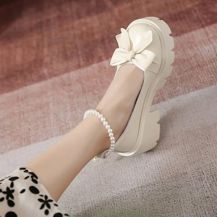 Aichashi Lolita Shoes Women Japanese Style Mary Jane Shoes Women Vintage Shallow High Heels Chunky Platform Shoes Cosplay Female Sandals