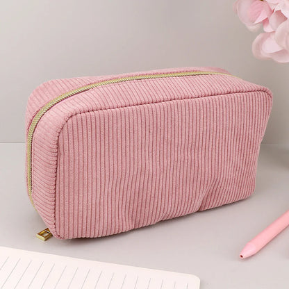 Aichashi BACK TO SCHOOL Solid Color Pencil Case Estuche Escolar Pencil Pouch Kalemlik Stationary Corduroy Pen Case School Supplies Trousse Pencilcase