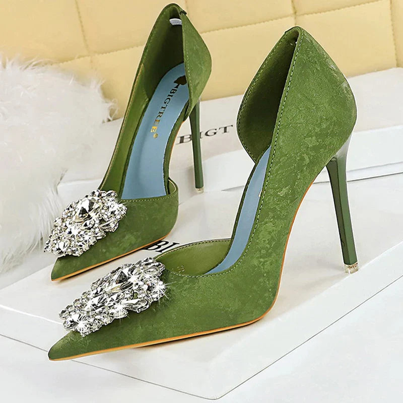 aichashi  -   Beautiful High Heels Rhinestone Women Pumps Luxury Banquet Shoes Fashion Wedding Shoes Lady Stilettos Heels Pointed Shoes