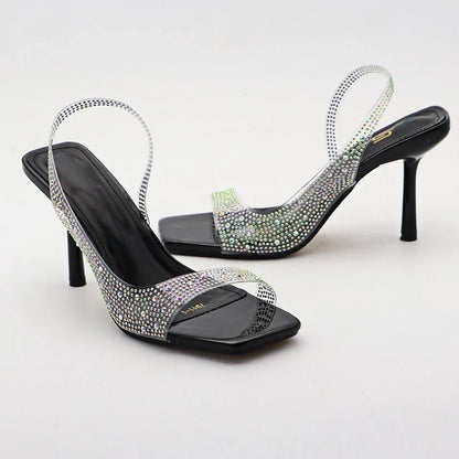 aichashi  -  Rhinestone Transparent High Heeled Sandals Women Pvc Summer Ope Toe High Heels Female Fashion Designer Sandals Women Pumps