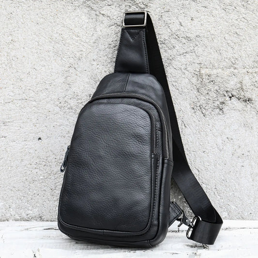 Aichashi Summer New Arrivals Men Chest Bag Genuine Leather Soft Cowhide Leather Chest Pack Crossbody Male Bags Black Coffee Sling Bag