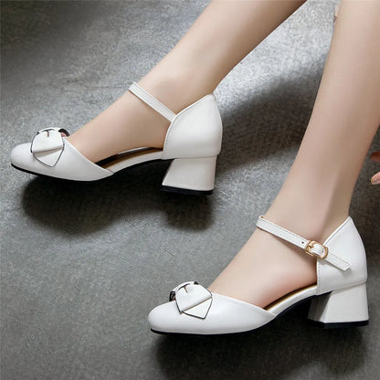 aichashi  -  Spring Women High Heels Mary Jane Pumps Party Wedding White Pink Beige Ankle Strap Buckle Bow Princess Cosplay Lolita Shoes