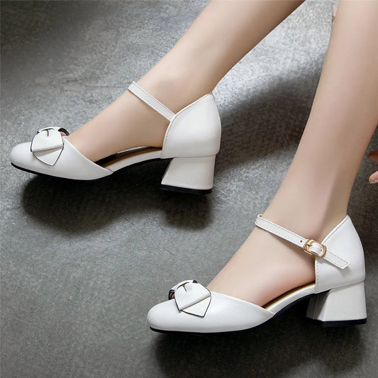 aichashi  -  Spring Women High Heels Mary Jane Pumps Party Wedding White Pink Beige Ankle Strap Buckle Bow Princess Cosplay Lolita Shoes