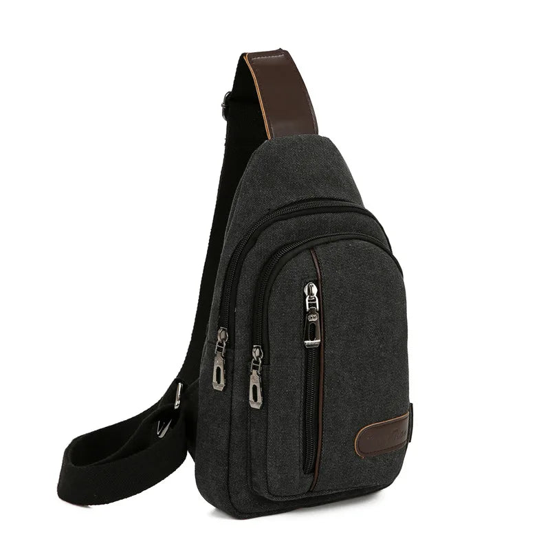 Aichashi New Men's Chest Bag Canvas Bag Shoulder Bag Korean Leisure Small Backpack Chest Bag