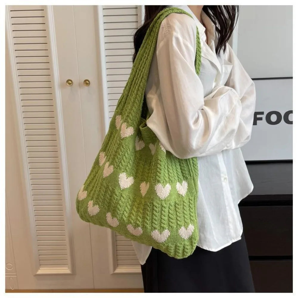 Aichashi Knitted Handbags Female Large Capacity Totes Women's Shoulder Bag Autumn Winter Bag Purses Casual Woven Shopping