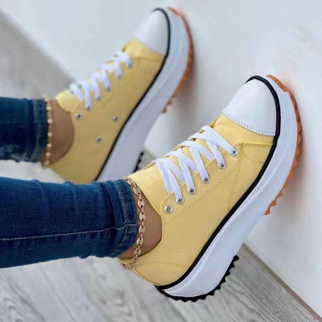 Aichashi New Woman Platform Sneakers Women Casual Shoes Female Canvas Shoes Tennis Ladies Shoes Chunky Sneakers Lace Up Shoe Plus Size