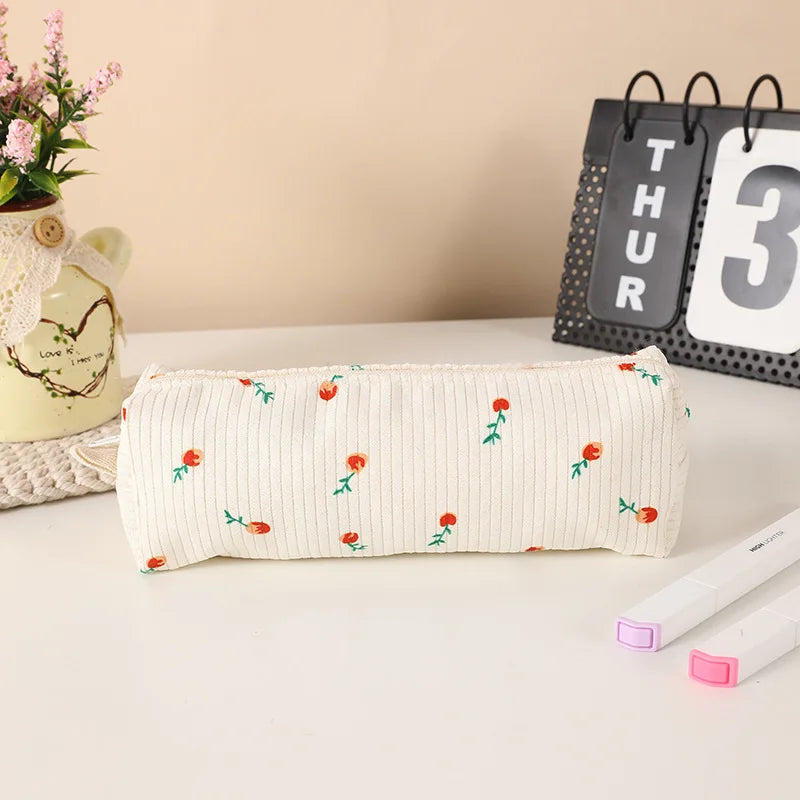 Aichashi BACK TO SCHOOL Cute Cartoon Flower Pen Pencil Bag, School Office Supplies Large-capacity Pencil Case, Student Stationery Organizer