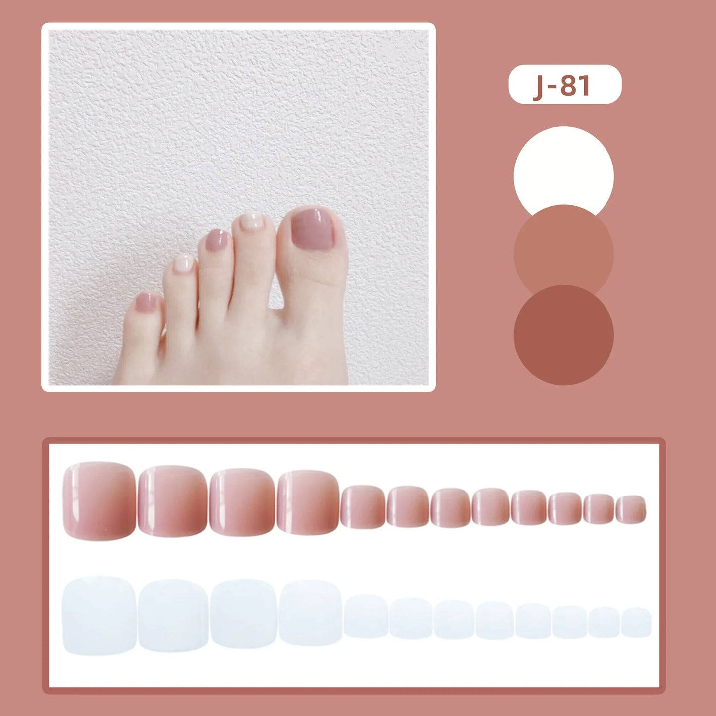 Aichashi 24pcs Solid Color Toenails French Minimalist Style Toenails Full Coverage Waterproof Removable Artificial Press on Nails False