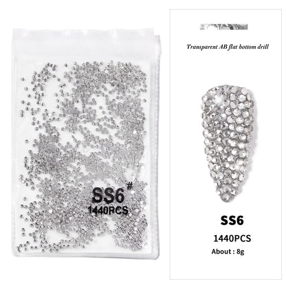 144/288 /1440pcs SS3-SS50 Crystal AB Clear Nail Rhinestones Non Hotfix Flat Back Stones DIY Strass Nail Art Decor Accessories