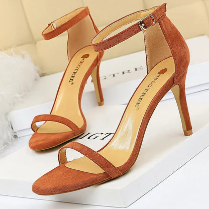 aichashi  -  Shoes New Suede Women Sandals Stiletto Heels 11cm 8 Cm Women High Heels Fashion Summer Sandals Women Pumps Kitten Heels