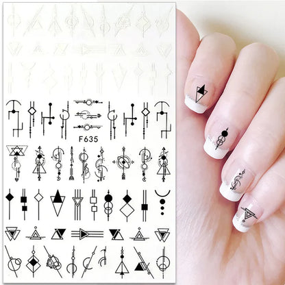 Aichashi 1PCS 3D Black and White Nail Art Stickers Nail Art Decoration Star Moon Butterfly Nail Decal Color Snake Sticker Manicure