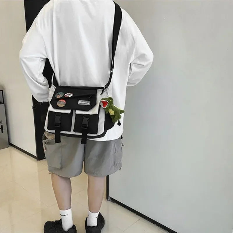 Aichashi BACK TO SCHOOL Harajuku Men Nylon Crossbody Bags for Women Messenger Bag Girls School Book Bags Youth Canvas Handbags Shoulder Bag Sac Bolsas