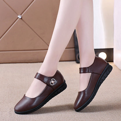 Aichashi Japanese School Uniform Shoes Women Flats Mary Jane Shoes With Hook Loop Ladies Leather Flat Shoes Black Loafers Nurse Shoes