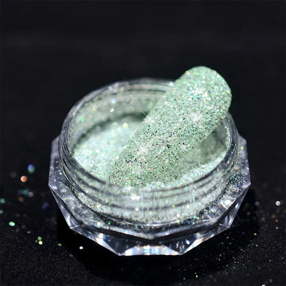 1Box Unicorn Holographic Nail Powder Silver Glitter Metallic Rub Dust Mirror Pigment Extra Fine Shiny Chrome For DIY Manicure*Y*