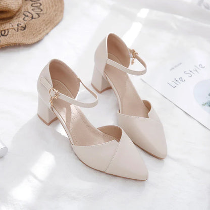 Aichashi Korean Version Wild Thick with Pointed Single Shoes Fashion Comfortable High Heels Trend Sexy High Heels Wedding Shoes Mujer