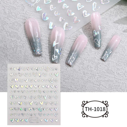 Aichashi Love Heart Nail Stickers Simple Heart Design Self-Adhesive Slider Letters Nail Art Decorations Stars Decals Manicure Accessories