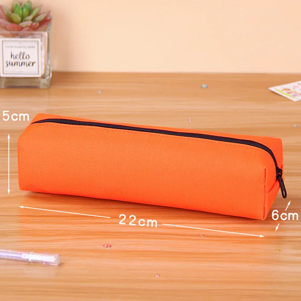 Aichashi BACK TO SCHOOL Solid Color Pencil Case Simple Pencil Bags For Student New Stationery School Supplies Kids Gift Zipper Big Cosmetic Bag