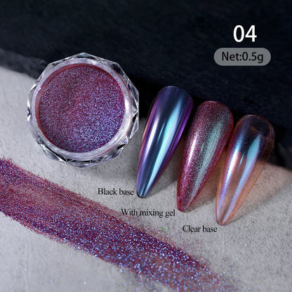 Aichashi Gradient Powder Pigment Pearl Rubbing on Nail Art Glitter Dust Aurora On Manicure Decoration Mirror Rubbing Neon Dust