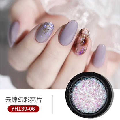 0.2g/jar Aurora Chrome Unicorn Nail Pigment Rainbow Mirror mermaid Nail Art Powder With 1-Sponge-Stick Unicorn Mirror Powder F-t