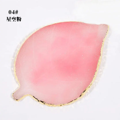 Aichashi 1 Pcs Leaf Resin Agate Nail Color Palette Gel Polish Pallet Mixing Drawing Paint Plate Manicure Nails Art Display Shelf