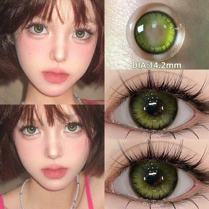 Aichashi 1 Pair/2pcs 10 Colors Contact Lenses for Eyes Fashion Pupils Myopia Eye Color Lenses Blue Green Brown Prescription Lens